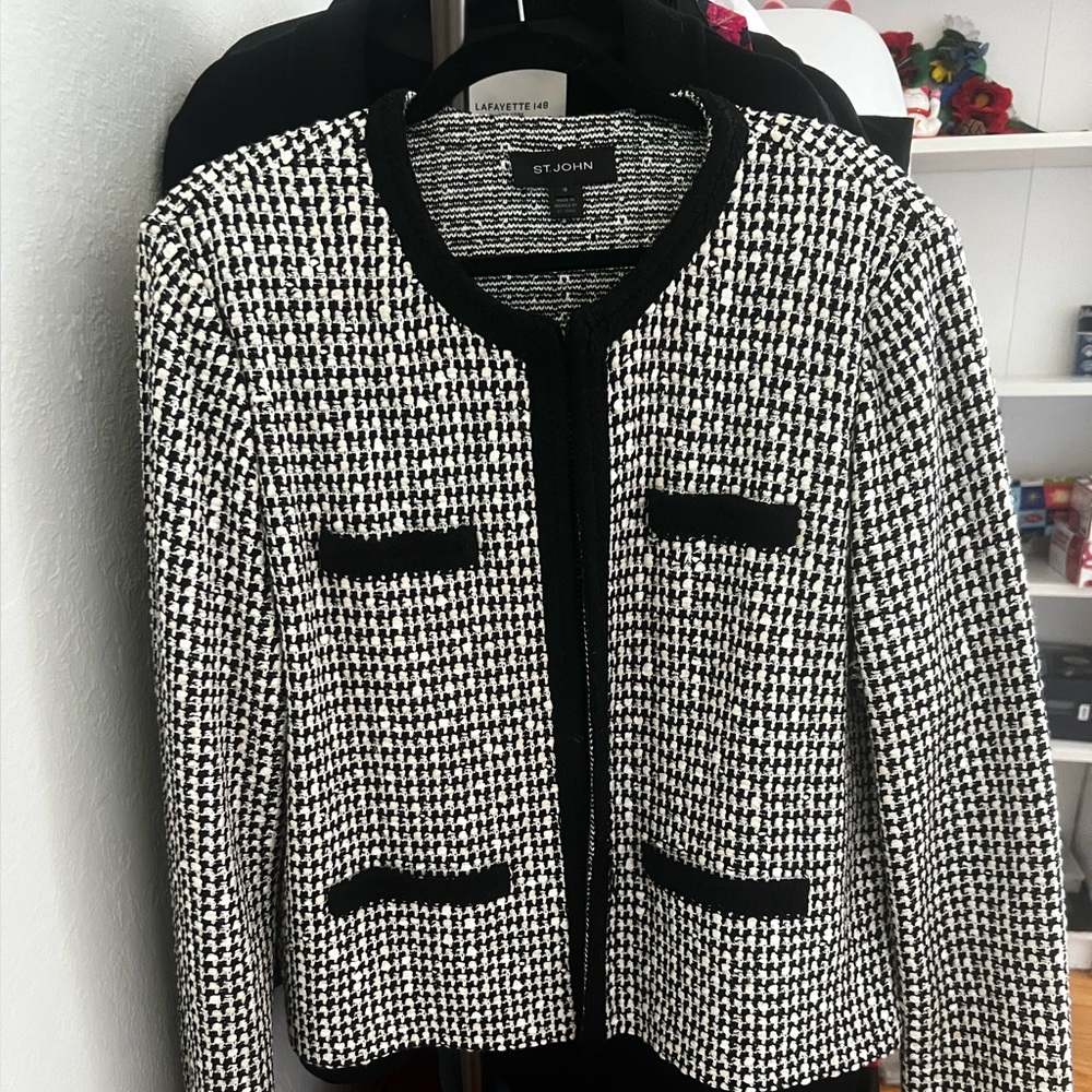 St. John Black and White Tweed Blazer